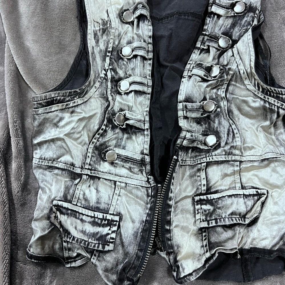 Stylish Black and Gray Vest with Button Details